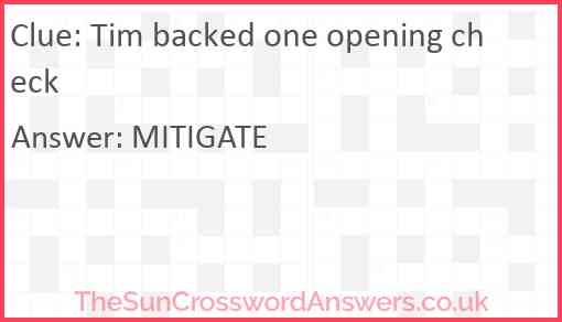 Tim backed one opening check Answer