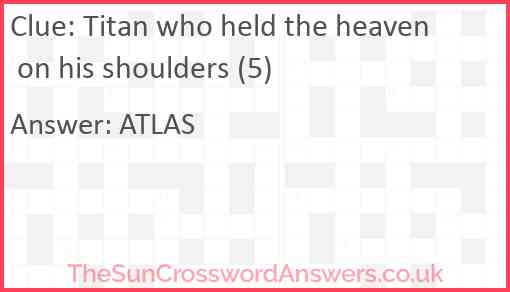 Titan who held the heaven on his shoulders (5) Answer