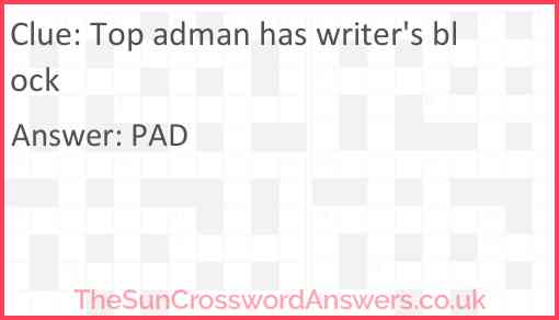 Top adman has writer's block Answer