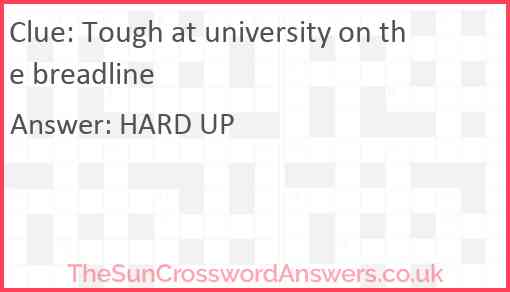 Tough at university on the breadline Answer