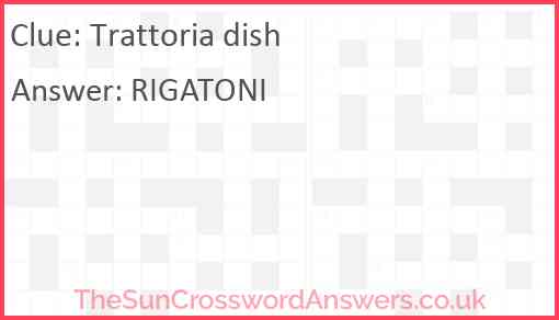 Trattoria dish Answer