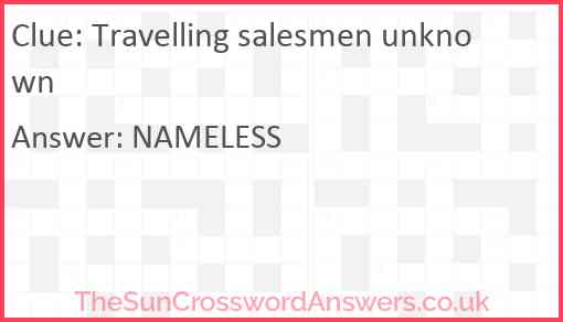 Travelling salesmen unknown Answer