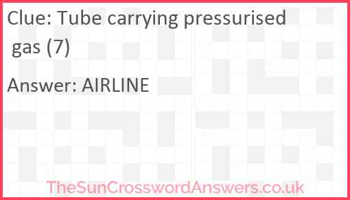 Tube carrying pressurised gas (7) Answer