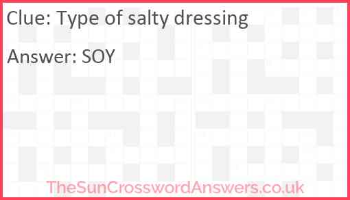 Type of salty dressing Answer