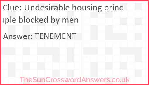 Undesirable housing principle blocked by men Answer