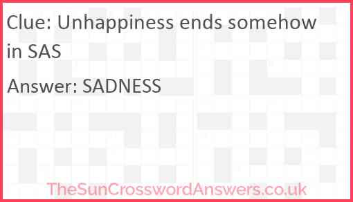 Unhappiness ends somehow in SAS Answer