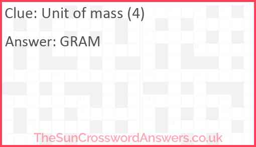 Unit of mass (4) Answer