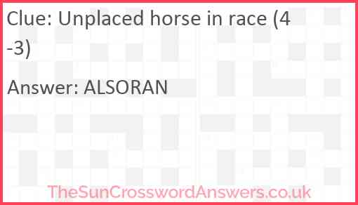 Unplaced horse in race (4-3) Answer