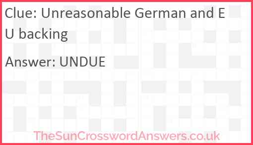 Unreasonable German and EU backing Answer