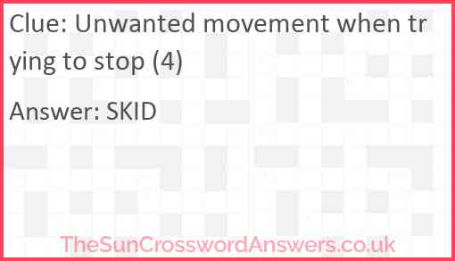 Unwanted movement when trying to stop (4) Answer
