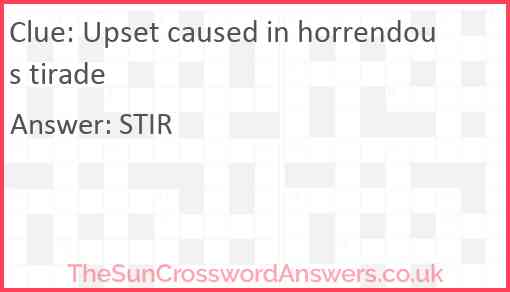 Upset caused in horrendous tirade Answer