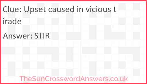 Upset caused in vicious tirade Answer