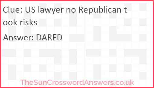 US lawyer no Republican took risks Answer