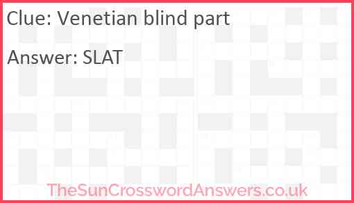 Venetian blind part Answer