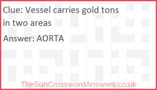 Vessel carries gold tons in two areas Answer