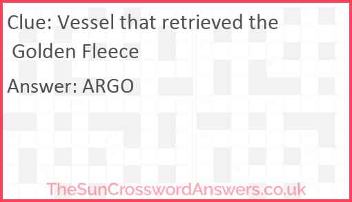 Vessel that retrieved the Golden Fleece Answer