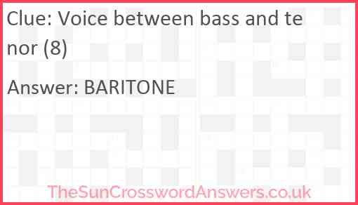 Voice between bass and tenor (8) Answer