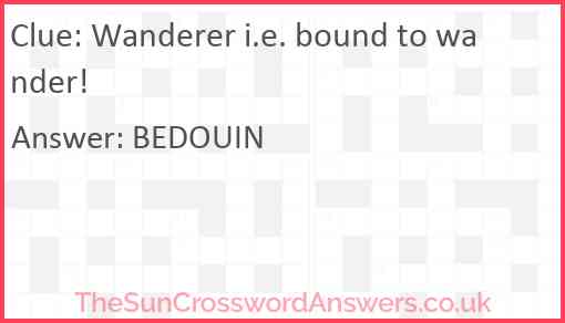 Wanderer i.e. bound to wander! Answer