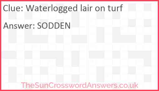 Waterlogged lair on turf Answer