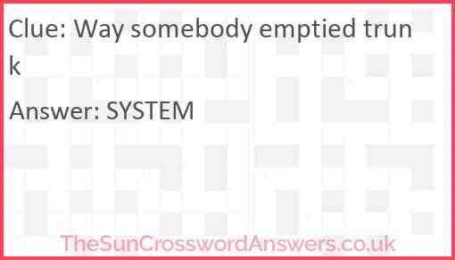 Way somebody emptied trunk Answer