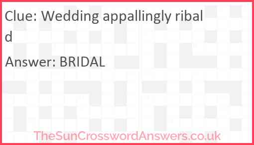 Wedding appallingly ribald Answer