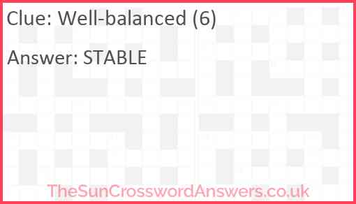 Well-balanced (6) Answer