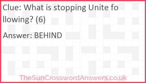 What is stopping Unite following? (6) Answer