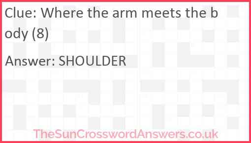 Where the arm meets the body (8) Answer