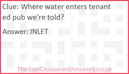 Where water enters tenanted pub we're told? Answer