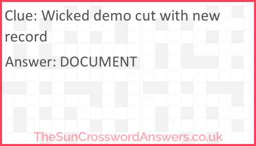 Wicked demo cut with new record Answer