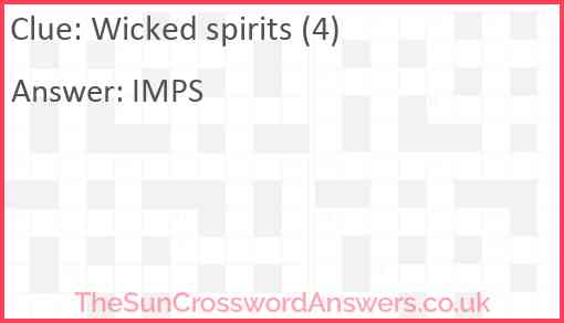 Wicked spirits (4) Answer