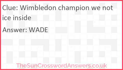 Wimbledon champion we notice inside Answer