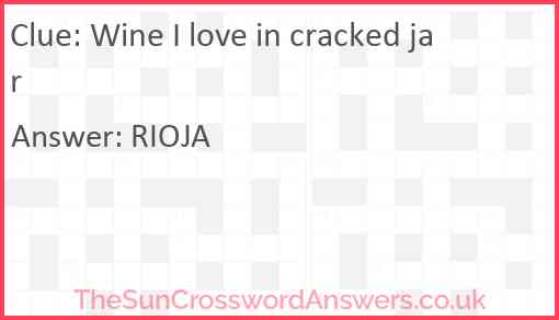 Wine I love in cracked jar Answer