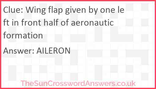 Wing flap given by one left in front half of aeronautic formation Answer