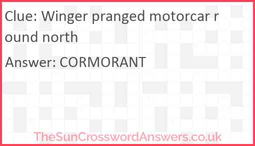 Winger pranged motorcar round north Answer