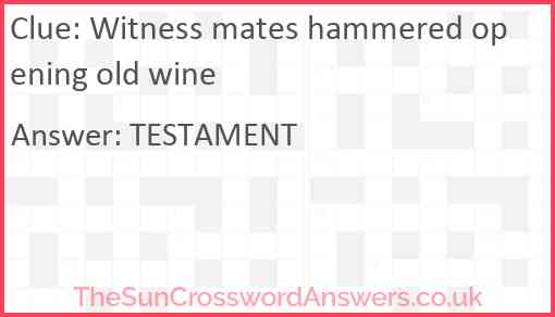 Witness mates hammered opening old wine Answer