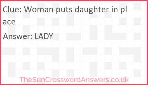 Woman puts daughter in place Answer