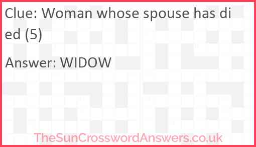 Woman whose spouse has died (5) Answer