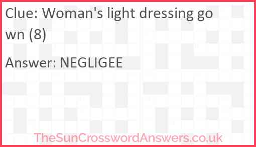 Woman's light dressing gown (8) Answer
