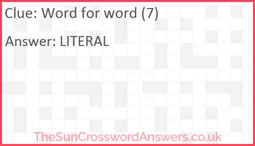 Word for word (7) Answer