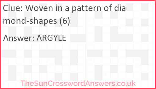 Woven in a pattern of diamond-shapes (6) Answer