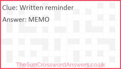 Written reminder Answer