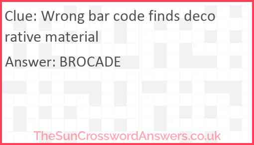 Wrong bar code finds decorative material Answer