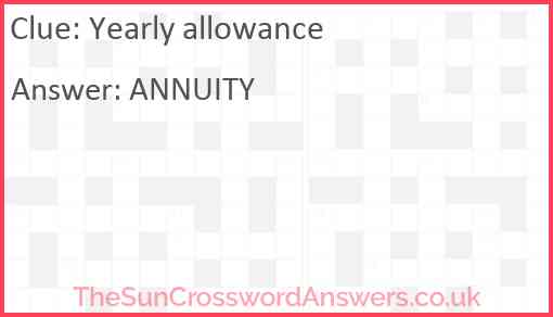 Yearly allowance Answer