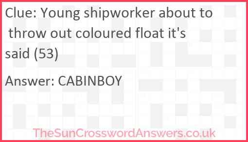 Young shipworker about to throw out coloured float it's said (53) Answer